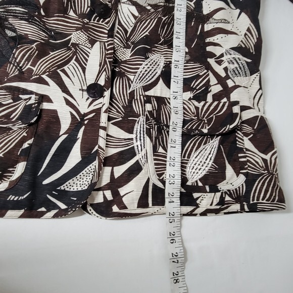 Chicos 3 Womens 100% Silk Blazer Jacket Brown Palm Leaves XL - Picture 5 of 8